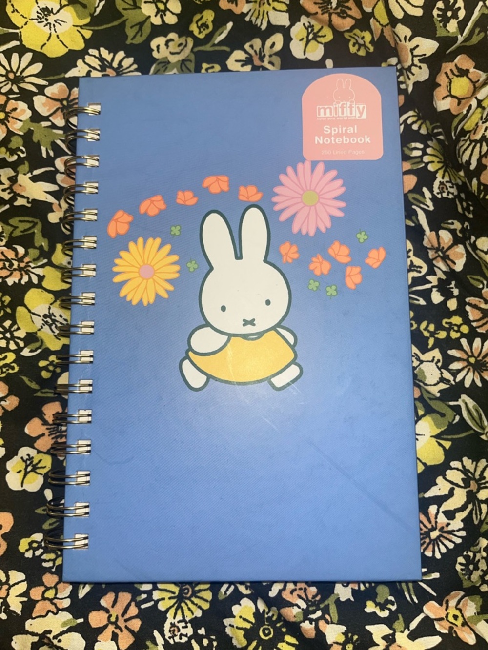 miffy Blue Smaller Spiral Notebook with Multicolor Flowers NEW NWT